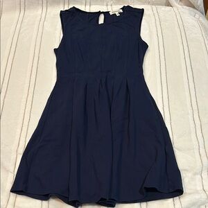 H&M Blue Pleated Fit and Flare Mini Dress